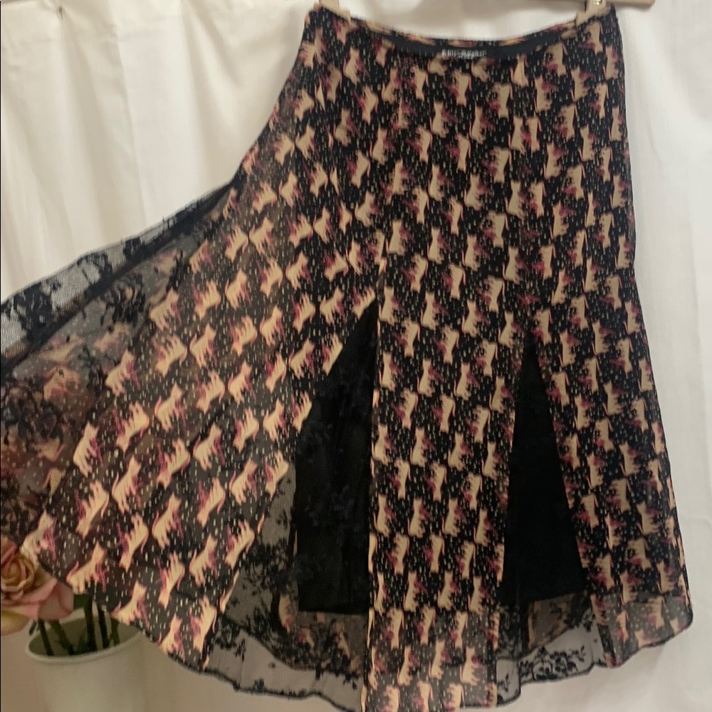 Vintage Betsey Johnson Cat and The Fiddle Pleated Lace Chiffon A-Line Skirt Y2K - Picture 11 of 11